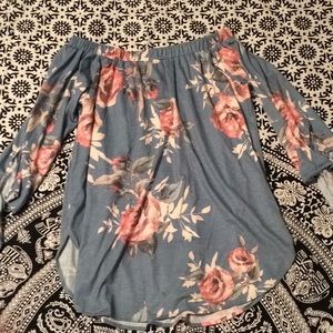 BRAND NEW off the should Heather blue floral top